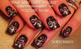 glittery gray princess filigree nail art robin moses design tutorial 501