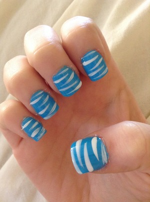 I used broadway nails in blue
Wet n wild white 449C