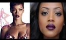 Rihanna Inspired Fall Look- Neutral Eyes, Bold Lip
