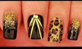 Black & Gold nail art