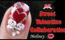 Valentines Day Nails - Stained Glass Hearts Nail Art Design Tutorial Sweet Valentine Collaboration