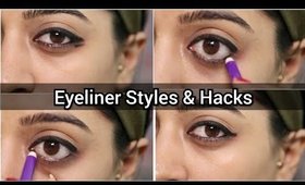 3 Eyeliner Styles & Eyeliner Hacks for Beginners _ Using #Plum Kajal