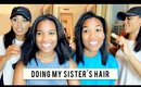 Doing My Sister's Relaxed Hair | Wash + Flat Iron