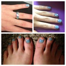 blue springy nails to go with my ring 