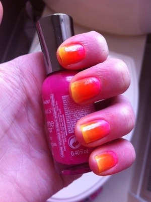 Pink orange & yellow ombré nails 