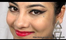 Cat eyeliner and bold lips tutorial | Makeup for round eyes | makeup for Indian Skin
