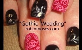 How to Paint Roses: robin moses gothic steampunk wedding nail art design tutorial 559