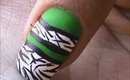 Green Zebra Nails- how to nails designs to do at home easy nail art for beginners short tutorial