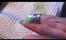 Purple glitter ,green lover nail design