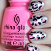 Neon Pink, Silver & Black Leopard Nails