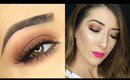 Bronze Smokey Eye & Bright Pink Lips | Spring Makeup Tutorial