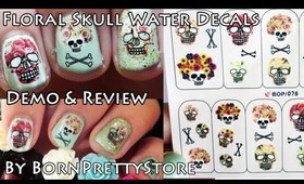 Floral Skull Nail Art Using Water Decals (How-To) | OliviaMakeupChannel