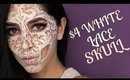 $4 Dollar Tree White Lace Skull Halloween Makeup Tutorial