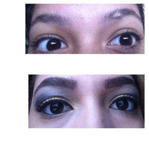My ugly scar eyebrows and then after with makeup :) 