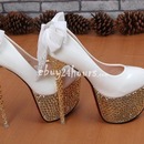 Style Goblet Heel High Platform Shoes With Diamond Bowknot