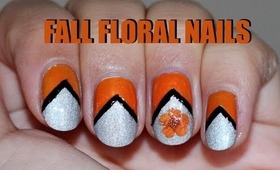 Elegant Fall Nail Design - Silver and Orange