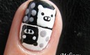 Cute Monokuro Boo Nail Art Tutorial animal Pig anime monochrome black white design for short nails