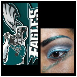 Silver and green eye makeup
