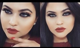 HUDA BEAUTY Scarlett lashes on Hooded eyes + Gold/Brown Smokey eye Makeup Tutorial! 2016