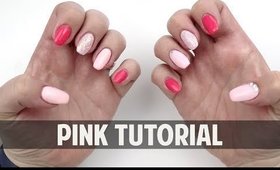 PINK ON PINK ON PINK GLITTER - Hard Gel Nail Tutorial