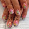 Flower sticker pastel nails