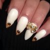 White and gold prom nails