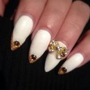White and gold prom nails