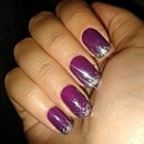 Purple nails with silver glitters
