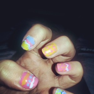 bright coloured , fun nails 