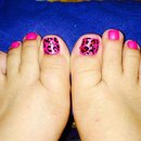 Pink matte toes with a print.