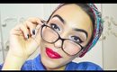Pin-up makeup for glasses wearers [red lip & winged eyeliner tutorial] | Reem