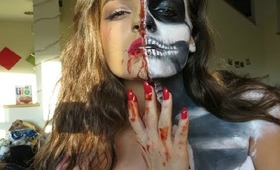 Half Skull Half Beauty Halloween Look