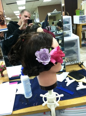 updo with roses