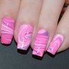 Pink and Purple Watermarble Nails
