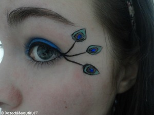 Inspired after a trip from the zoo I created this eye design with an extra 'oomph' by using rhinestones in the feather.