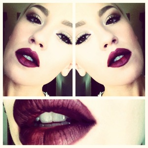 Wine lips and and soft brown/rose accents