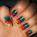 Rainbow Zebra Nailss <3
