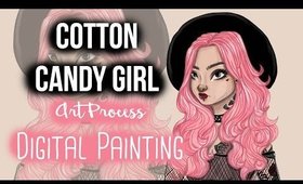 Cotton Candy Girl Digital Painting- Art Process