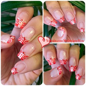 Red Nails | White and Red French Tip Nail Art 