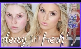 GRWM Makeup & Outfit ♡ Dewy & Fresh Skin w/ Shimmer Taupe Eyes!