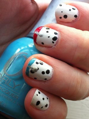 Inspired by the Disney movie 101 Dalmatians. I know their tags were gold but I went with silver, it doesn't show very well in the picture though. 