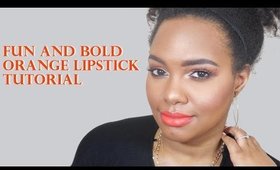 Fun + Bold Orange Lipstick for Deep Skin Tutorial | $3 LIPSTICK