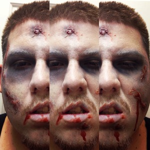 Tried a zombie look on my boyfriend💀💕 Halloween makeup🎃👻🎃👻🎃👻