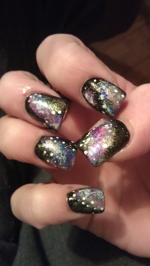 my first attempt at galaxy nails...nailed it!