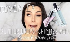 TESTING NEW COVER FX GLITTER DROPS + SHIMMER VEIL | COVER FX GLITTER DROPS REVIEW