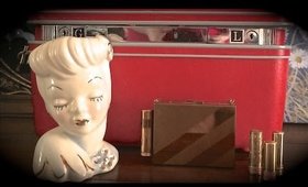 Vintage Lady Head Vases & Retro Makeup Cases