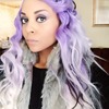 Purple hair mixed with white and blk