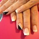 French gels with side sweep feature nail and rhinestones