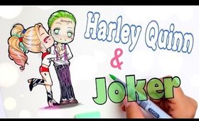 💁🏼How to Draw HARLEY QUINN & JOKER || Chibi Style✍️