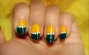 HalfMoons Nail Art Design with Dark Green and Bright Yellow Tutorial